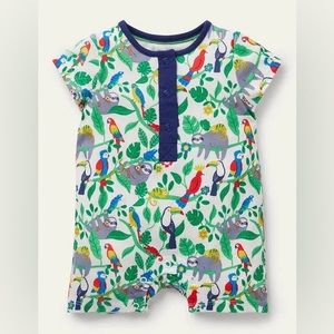 Baby Boden Printed Jersey Romper - Ivory Sloths